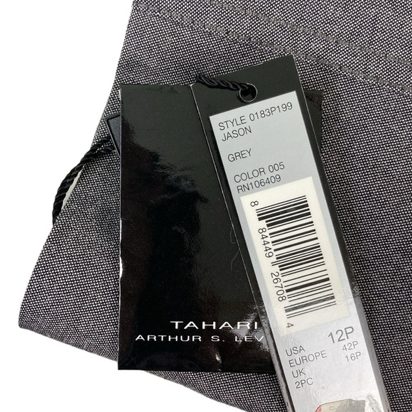 NEW Tahari Arthur Levine Gray Belted Button Front Tailored Blazer - Picture 7 of 13